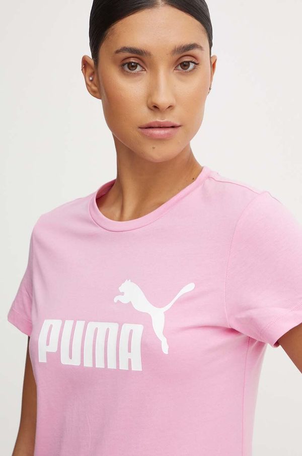 Puma Dječja pamučna majica kratkih rukava Puma boja: ružičasta