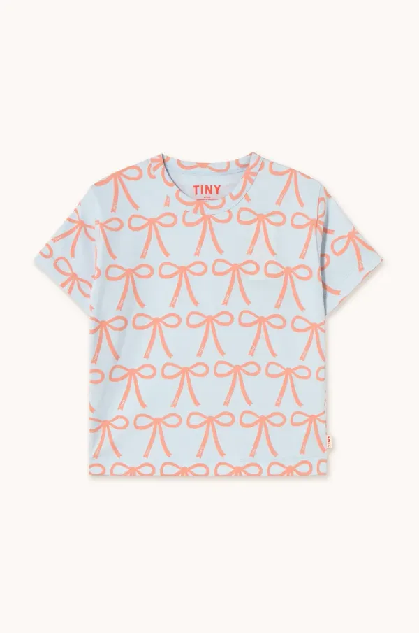 Tinycottons Dječja pamučna majica kratkih rukava Tinycottons BOWS TEE pastel blue SS25-026