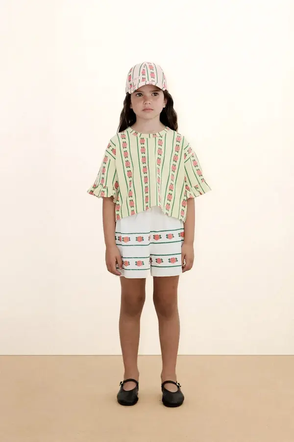 Tinycottons Dječja pamučna majica kratkih rukava Tinycottons ROSE PATTERN CROP TEE