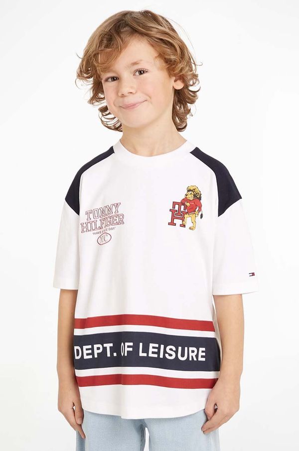Tommy Hilfiger Dječja pamučna majica kratkih rukava Tommy Hilfiger boja: bijela, s tiskom, KB0KB08663