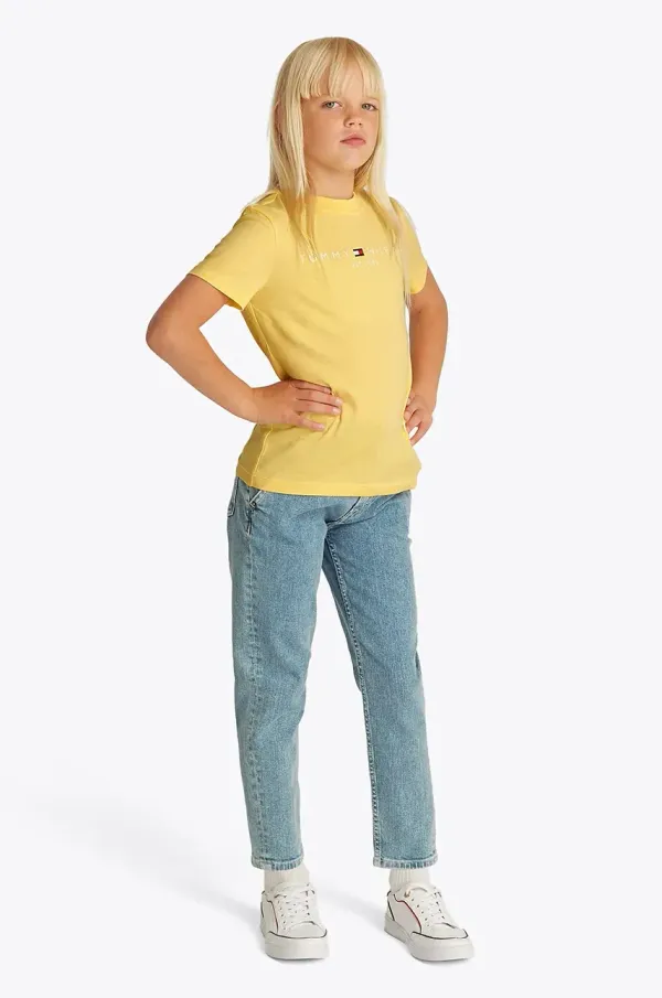 Tommy Hilfiger Dječja pamučna majica kratkih rukava Tommy Hilfiger boja: bijela, s tiskom, KS0KS00397