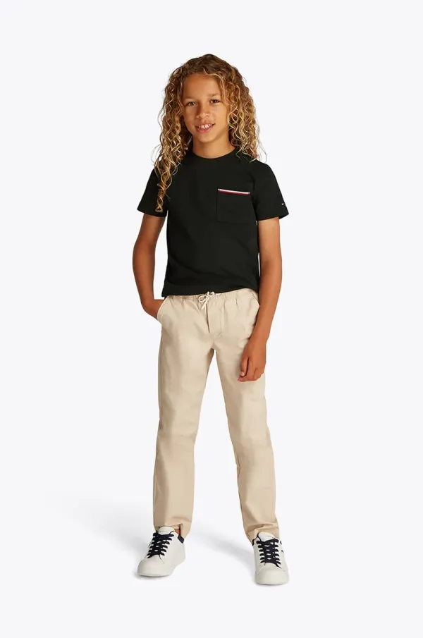 Tommy Hilfiger Dječja pamučna majica kratkih rukava Tommy Hilfiger boja: crna, bez uzorka, KB0KB08817