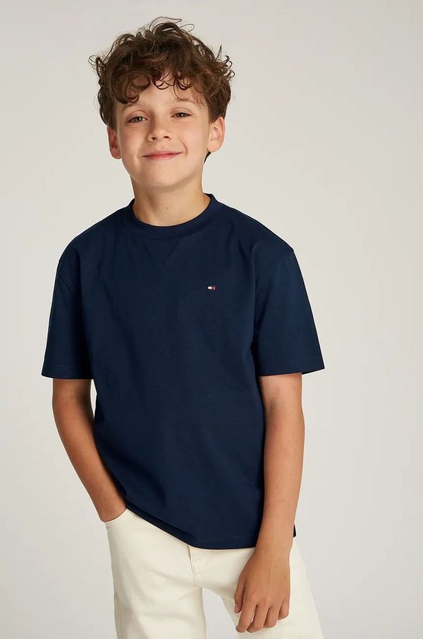 Tommy Hilfiger Dječja pamučna majica kratkih rukava Tommy Hilfiger boja: tamno plava, bez uzorka, KB0KB09601