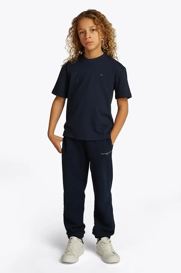 Tommy Hilfiger Dječja pamučna majica kratkih rukava Tommy Hilfiger boja: tamno plava, bez uzorka, KB0KB09646