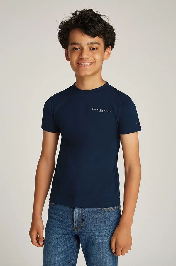 Tommy Hilfiger Dječja pamučna majica kratkih rukava Tommy Hilfiger boja: tamno plava, s tiskom, KS0KS00594