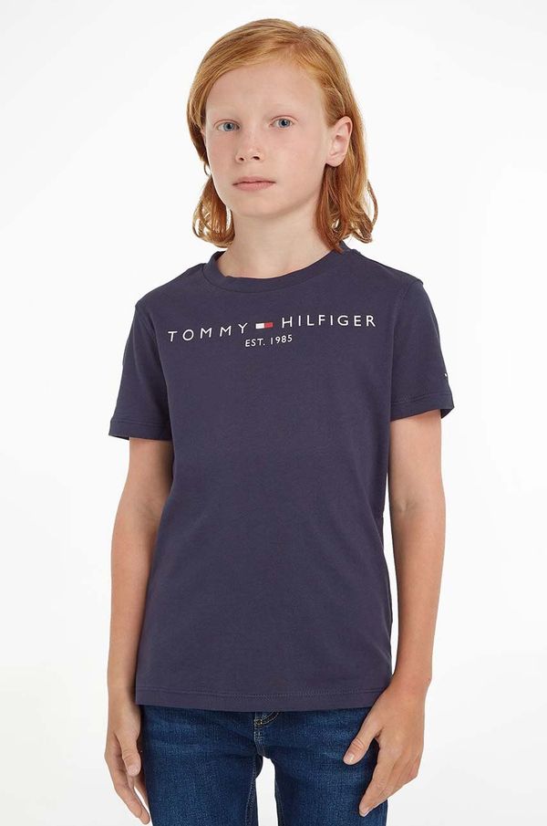 Tommy Hilfiger Dječja pamučna majica kratkih rukava Tommy Hilfiger boja: tamno plava, s tiskom