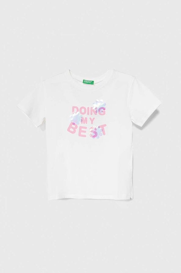 United Colors of Benetton Dječja pamučna majica kratkih rukava United Colors of Benetton boja: bež