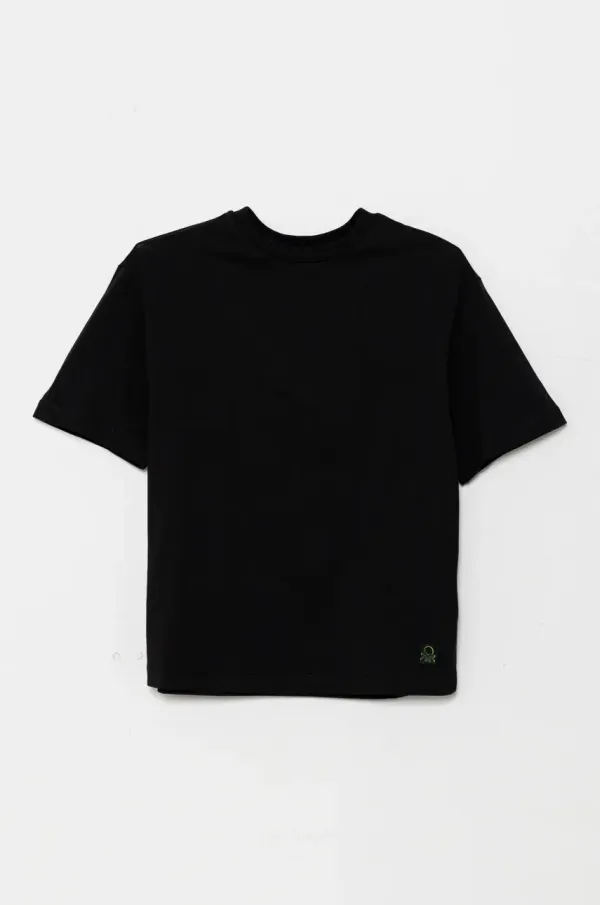 United Colors of Benetton Dječja pamučna majica kratkih rukava United Colors of Benetton boja: crna, bez uzorka, 35RYC10NC