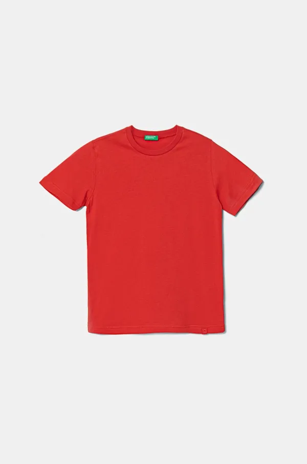 United Colors of Benetton Dječja pamučna majica kratkih rukava United Colors of Benetton boja: crvena, bez uzorka, 3I1XC109W
