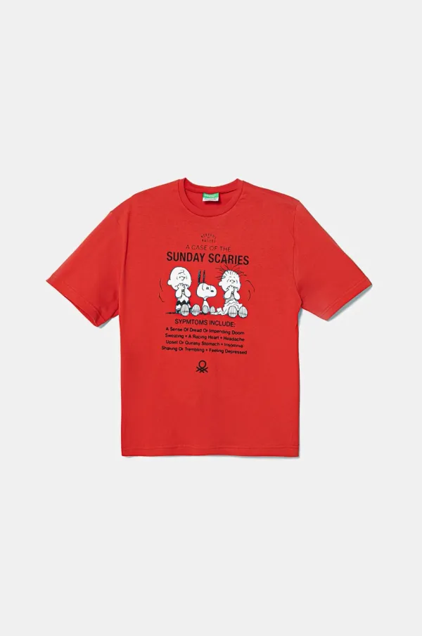 United Colors of Benetton Dječja pamučna majica kratkih rukava United Colors of Benetton boja: crvena, s tiskom, 3X1SC10NI