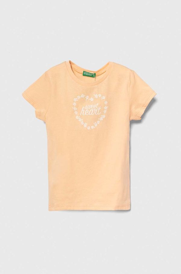United Colors of Benetton Dječja pamučna majica kratkih rukava United Colors of Benetton boja: narančasta