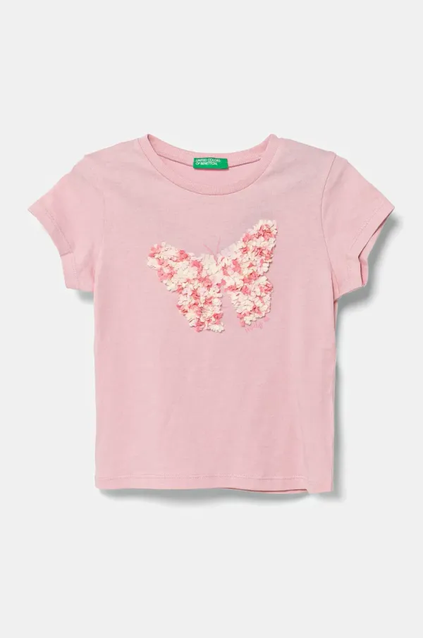 United Colors of Benetton Dječja pamučna majica kratkih rukava United Colors of Benetton boja: ružičasta, 3I1XG10J1