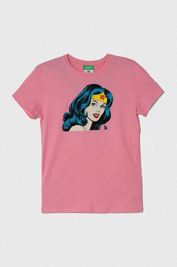 United Colors of Benetton Dječja pamučna majica kratkih rukava United Colors of Benetton boja: ružičasta