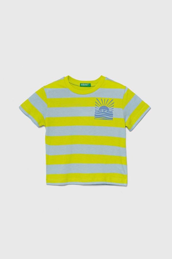 United Colors of Benetton Dječja pamučna majica kratkih rukava United Colors of Benetton boja: zelena, s uzorkom