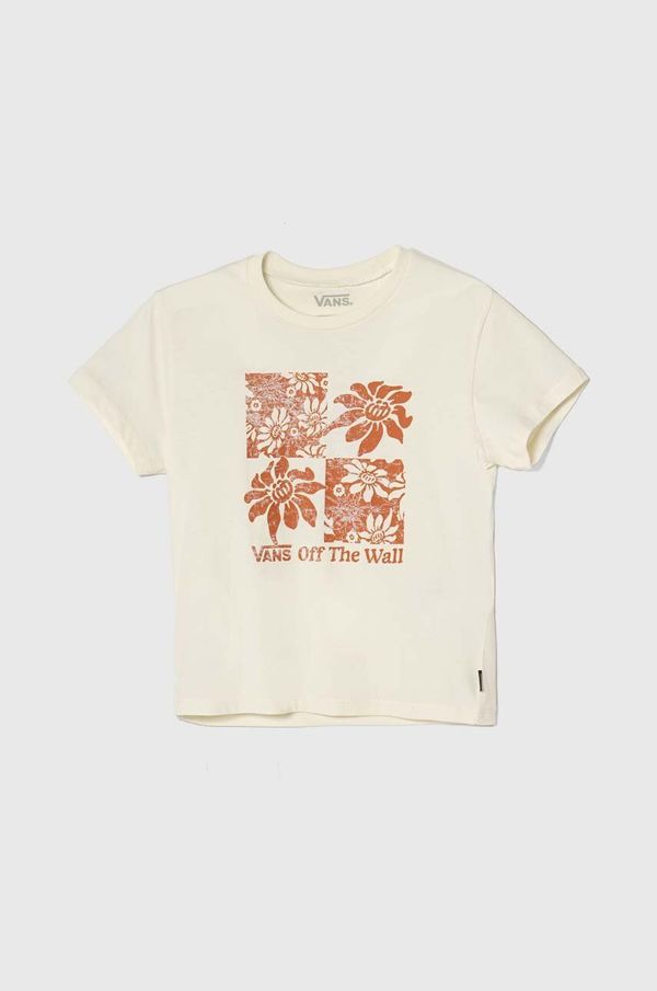 Vans Dječja pamučna majica kratkih rukava Vans TROPIC CHECK CREW boja: bež