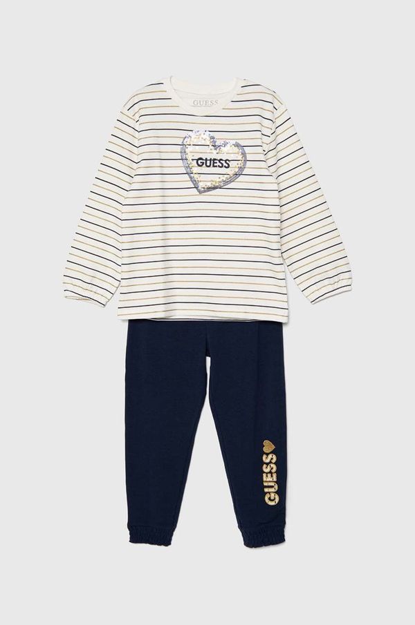 Guess Dječja pamučna trenirka Guess boja: bež, K4YG06 KAN04