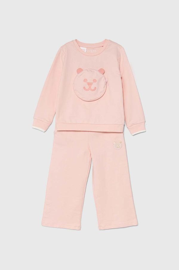 Guess Dječja pamučna trenirka Guess boja: ružičasta, K4YG03 KA6R4