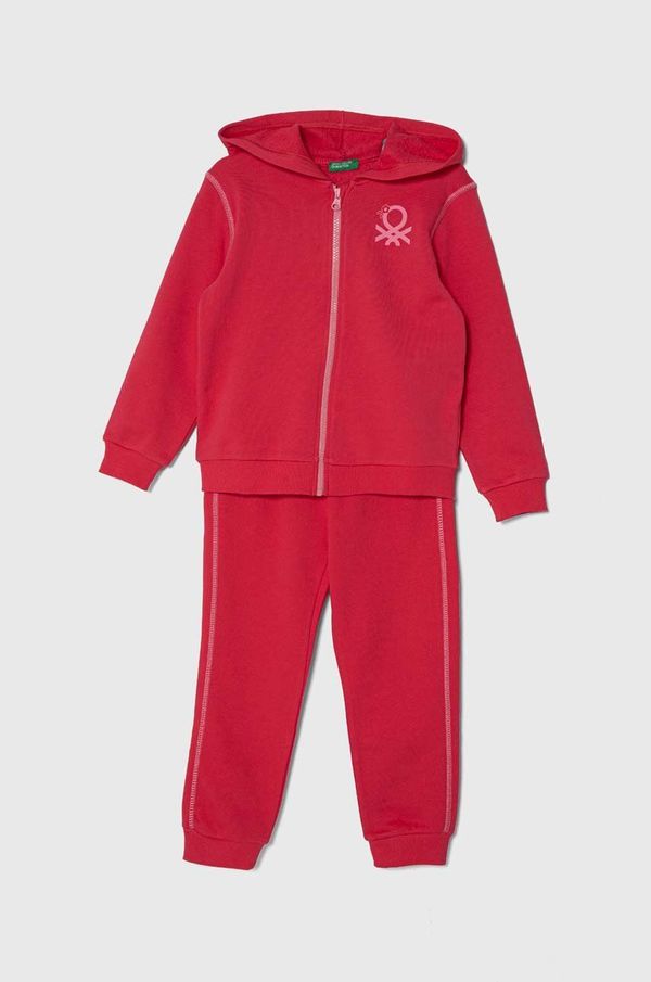 United Colors of Benetton Dječja pamučna trenirka United Colors of Benetton boja: ružičasta