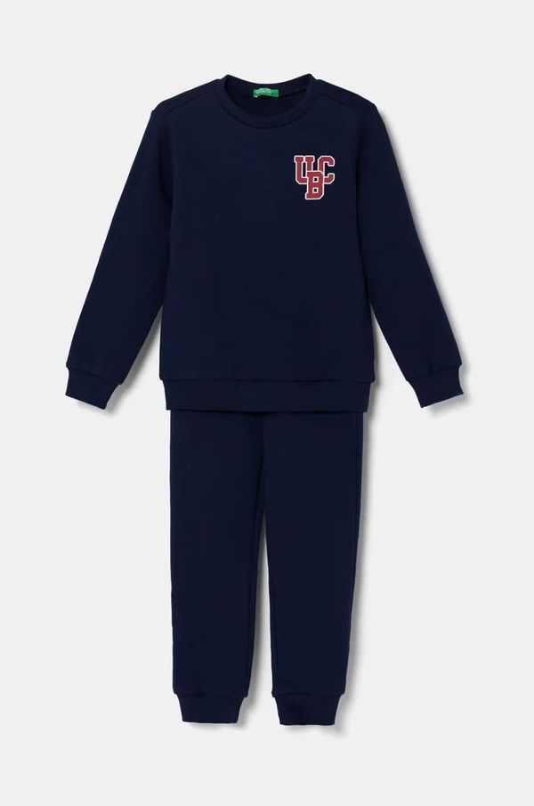 United Colors of Benetton Dječja pamučna trenirka United Colors of Benetton boja: tamno plava, 3J68GK00K