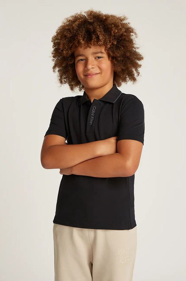 Calvin Klein Jeans Dječja polo majica Calvin Klein Jeans 0 boja: crna, bez uzorka, IB0IB02370