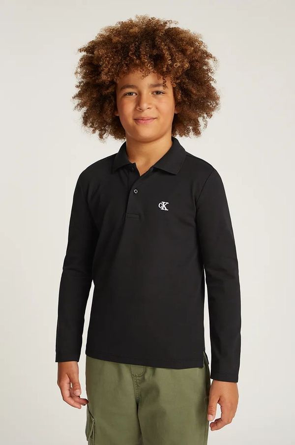 Calvin Klein Jeans Dječja polo majica Calvin Klein Jeans 0 boja: crna, bez uzorka, IB0IB02421