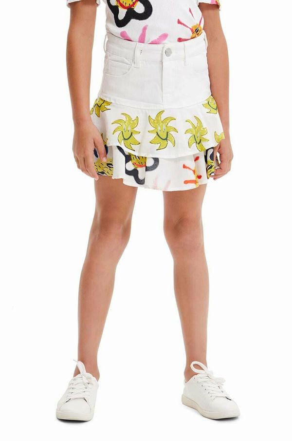 Desigual Dječja suknja Desigual boja: bijela, mini, širi se prema dolje