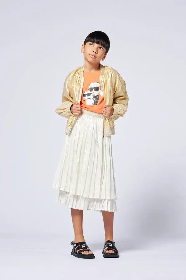 Karl Lagerfeld Dječja suknja Karl Lagerfeld boja: bež, midi, širi se prema dolje, Z30478