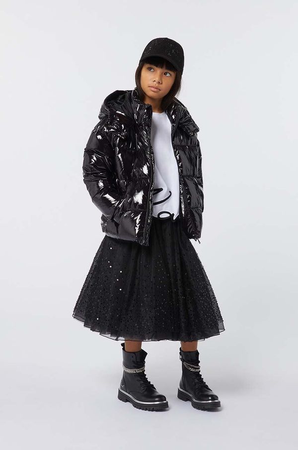 Karl Lagerfeld Dječja suknja Karl Lagerfeld boja: crna, midi, širi se prema dolje, Z30199