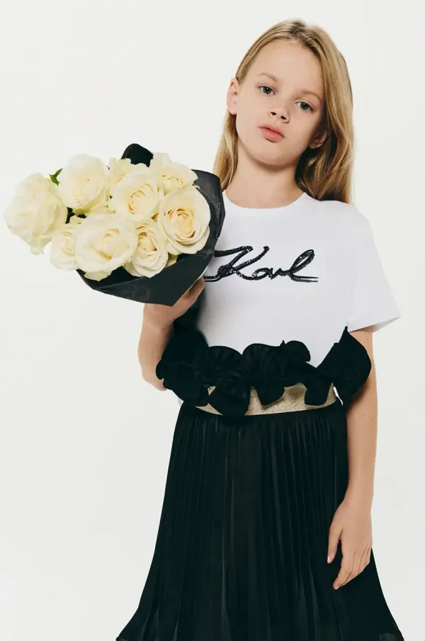 Karl Lagerfeld Dječja suknja Karl Lagerfeld boja: crna, mini, širi se prema dolje, Z30475