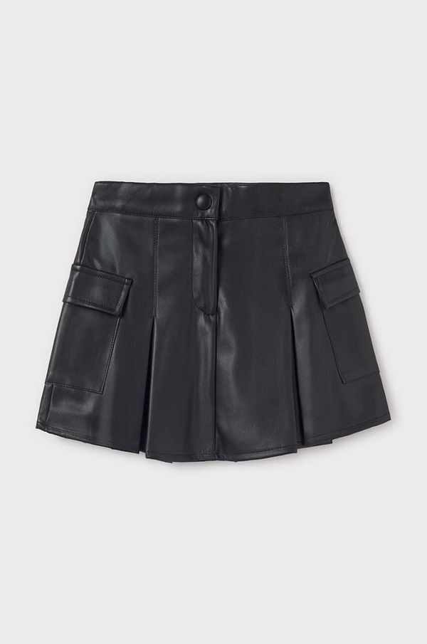 Mayoral Dječja suknja Mayoral Spódnica cargo imitacja skóry boja: crna, mini, širi se prema dolje, 7972