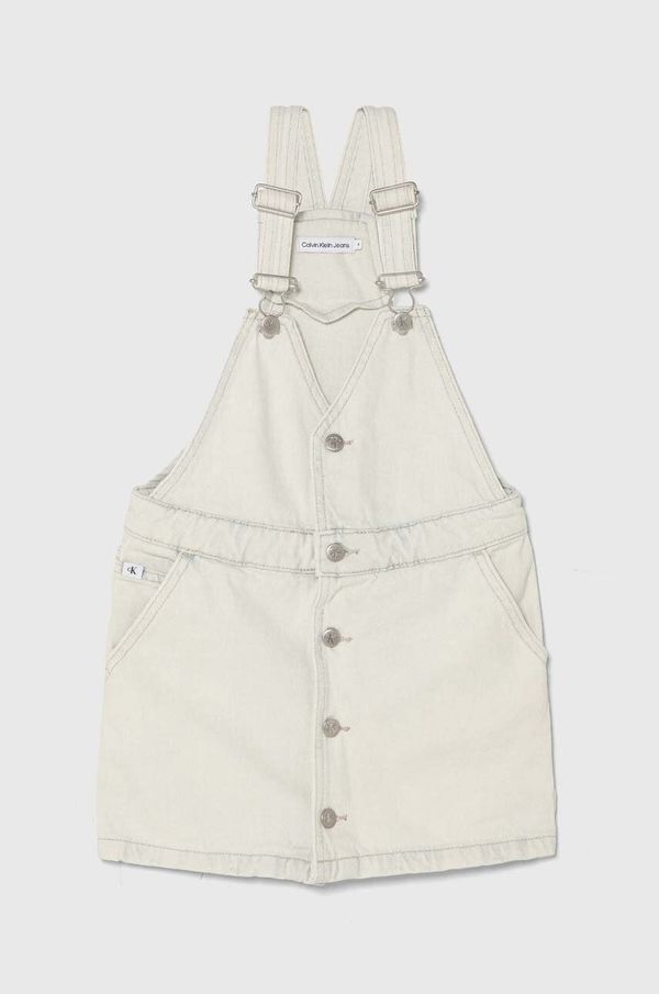 Calvin Klein Jeans Dječja traper haljina Calvin Klein Jeans boja: bijela, mini, ravna