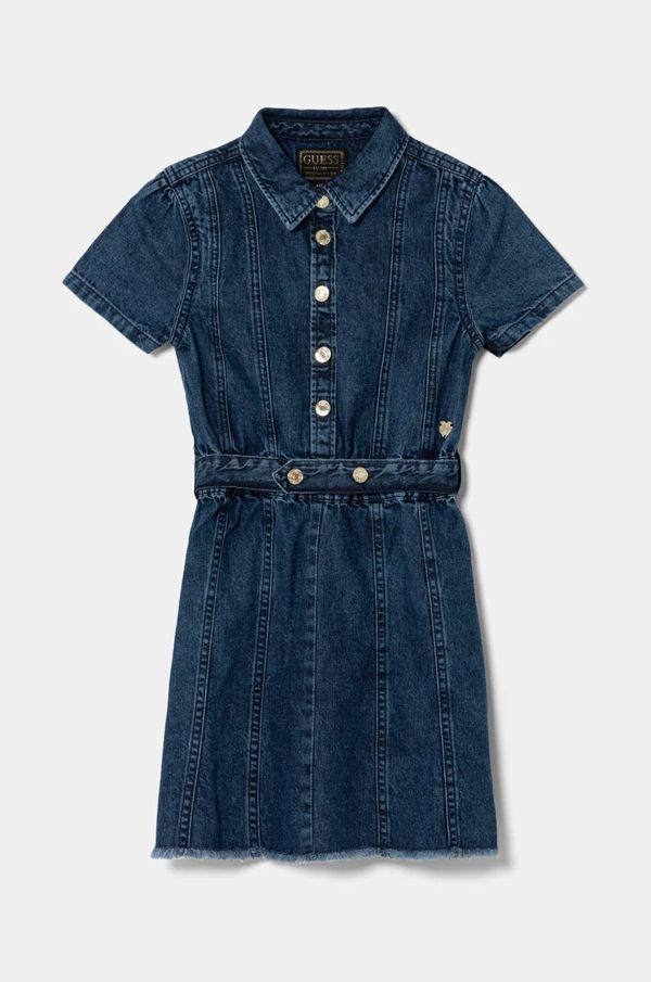 Guess Dječja traper haljina Guess boja: tamno plava, midi, širi se prema dolje, J5RK33 D4EU0