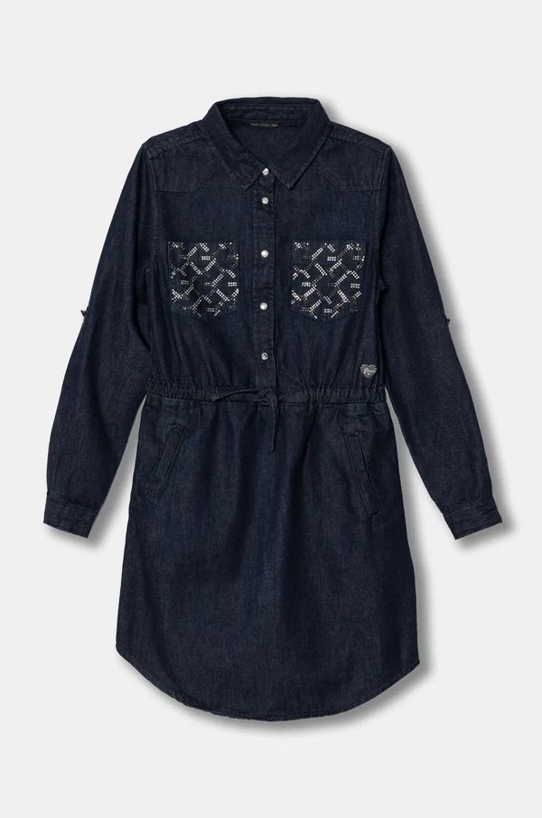 Guess Dječja traper haljina Guess boja: tamno plava, mini, širi se prema dolje, J4BK21 D4EU0