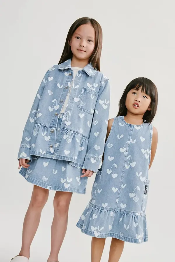 Liewood Dječja traper haljina Liewood Angelica Printed Denim frill Dress