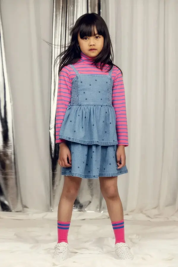 Mini Rodini Dječja traper haljina Mini Rodini denim dots