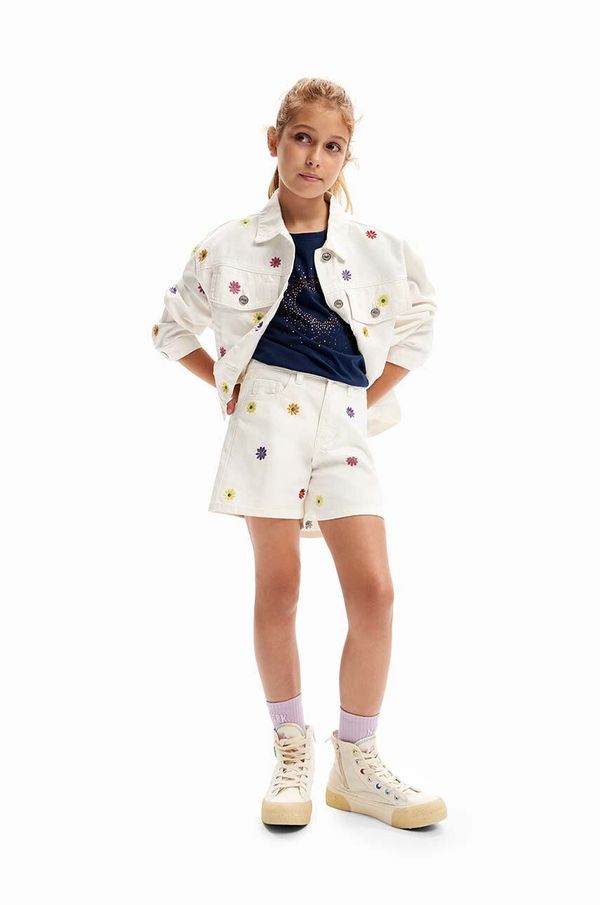 Desigual Dječja traper jakna Desigual boja: bijela