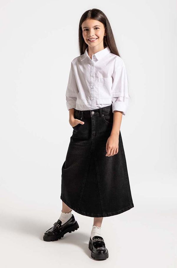 Coccodrillo Dječja traper suknja Coccodrillo boja: crna, midi, širi se prema dolje, CARTOONS GIRL JUNIOR