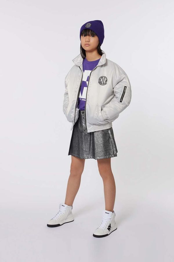 DKNY Dječja traper suknja Dkny boja: siva, mini, ravna, D60227