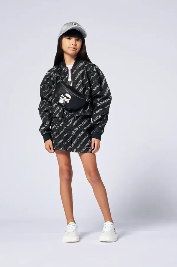 Karl Lagerfeld Dječja traper suknja Karl Lagerfeld boja: crna, mini, ravna, Z30541