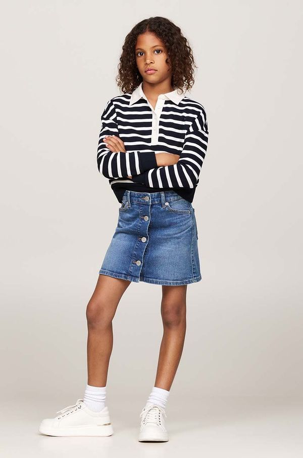 Tommy Hilfiger Dječja traper suknja Tommy Hilfiger boja: tamno plava, mini, ravna, KG0KG08243