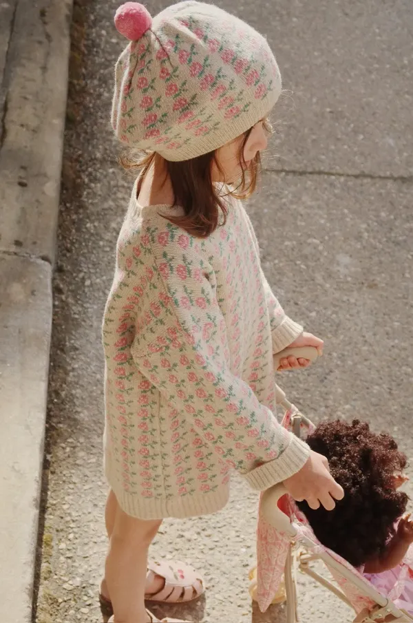 Konges Sløjd Dječja vunena haljina Konges Sløjd BELOU KNIT DRESS boja: bež, mini, ravna, KS102860