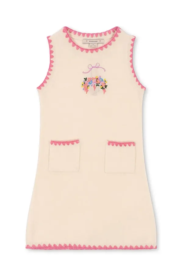 Konges Sløjd Dječja vunena haljina Konges Sløjd COLLETTE KNIT DRESS boja: bež, mini, ravna, KS102822