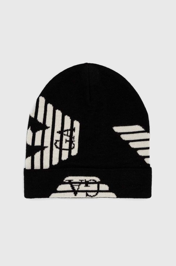 Emporio Armani Dječja vunena kapa Emporio Armani boja: crna, vunena