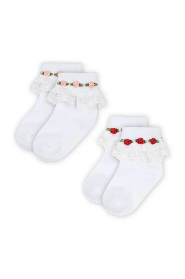 Konges Sløjd Dječje čarape Konges Sløjd 2 PACK LACE SOCKS 2-pack boja: bijela, KS102241