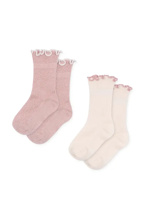 Konges Sløjd Dječje čarape Konges Sløjd 2 PACK RIB FRILL SOCKS 2-pack boja: ružičasta, KS102240