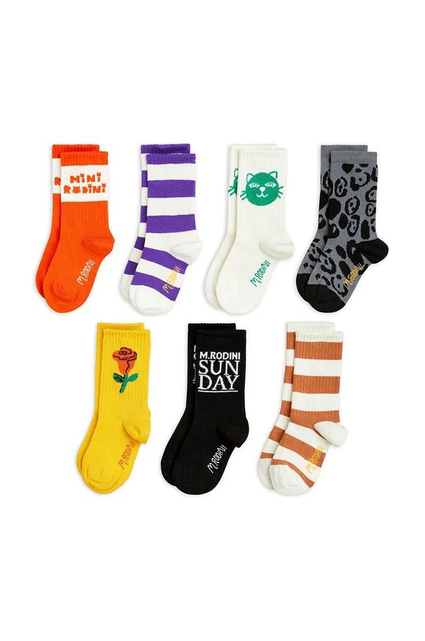 Mini Rodini Dječje čarape Mini Rodini Cats 7-pack boja: crna, 2516010100