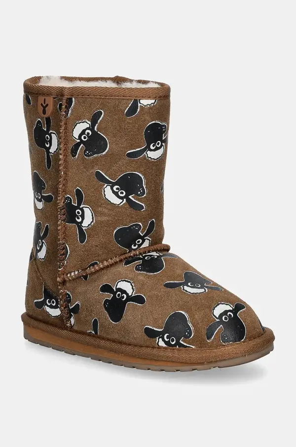 Emu Australia Dječje cipele za snijeg od brušene kože Emu Australia Shaun The Sheep Print