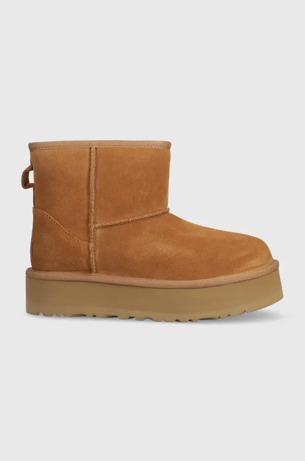 UGG Dječje cipele za snijeg od brušene kože UGG CLASSIC MINI PLATFORM KIDS