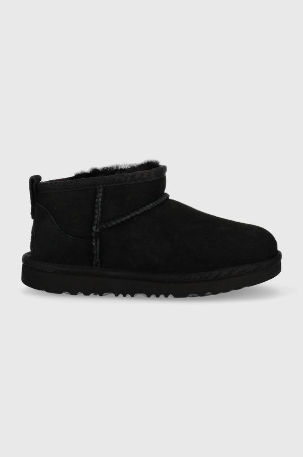 Ugg Dječje cipele za snijeg od brušene kože UGG Classic Ultra Mini boja: crna