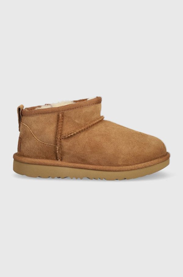 Ugg Dječje cipele za snijeg od brušene kože UGG Classic Ultra Mini boja: smeđa